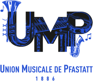 logo union musicale de pfastatt avec des instruments de musique