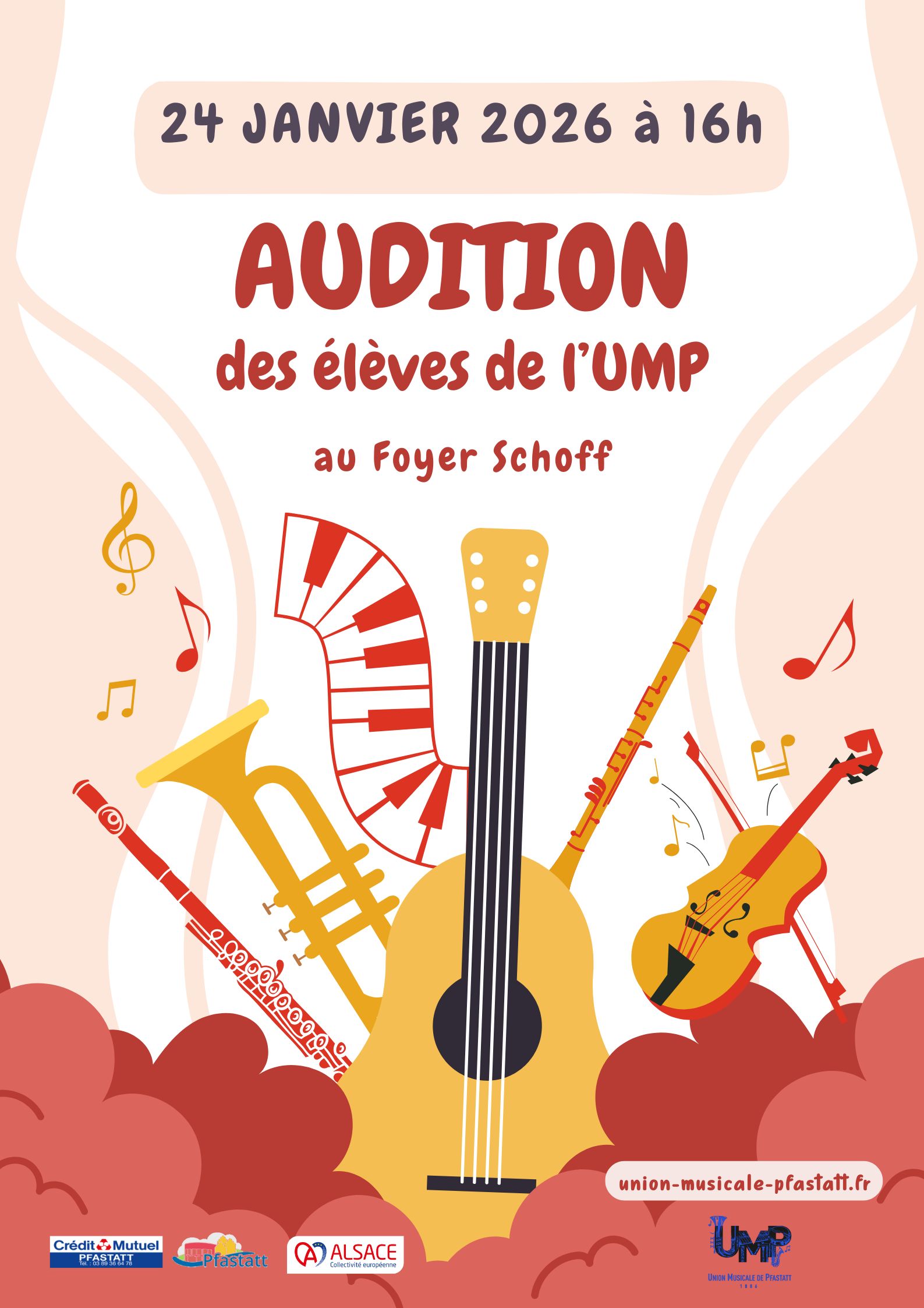 affiche pour l'audition des élèves de l'école de musique de pfastatt