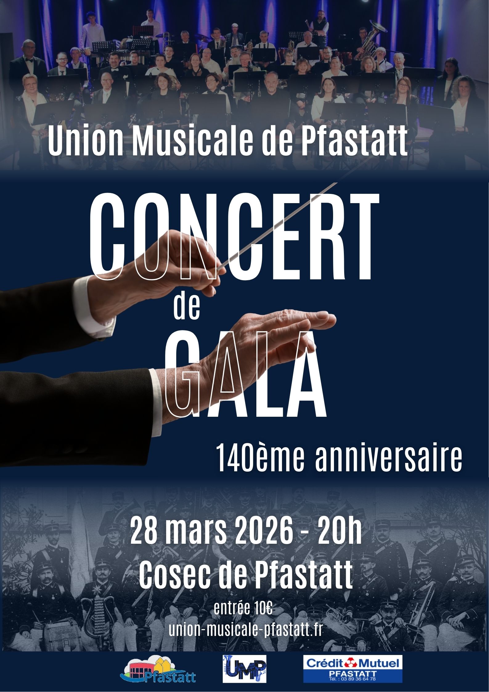 affiche de concert de gala avec main de chef d'orchestre